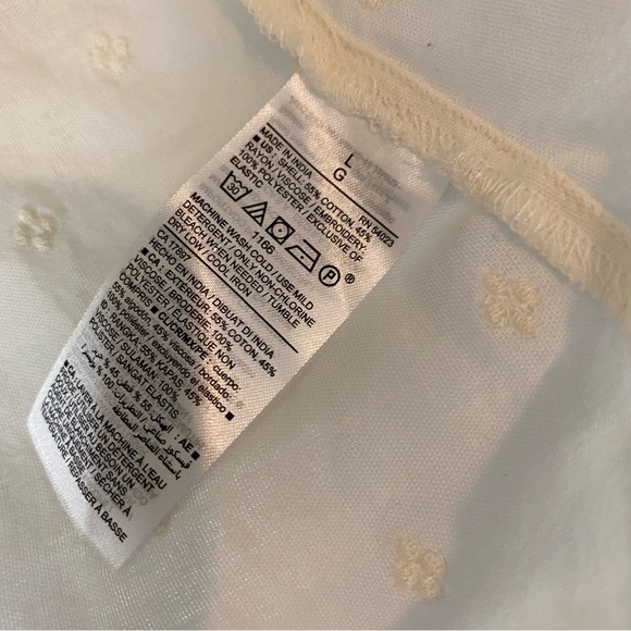 Old Navy White Cream Eyelet Lace Boho Top Peasant L NEW - Picture 6 of 9